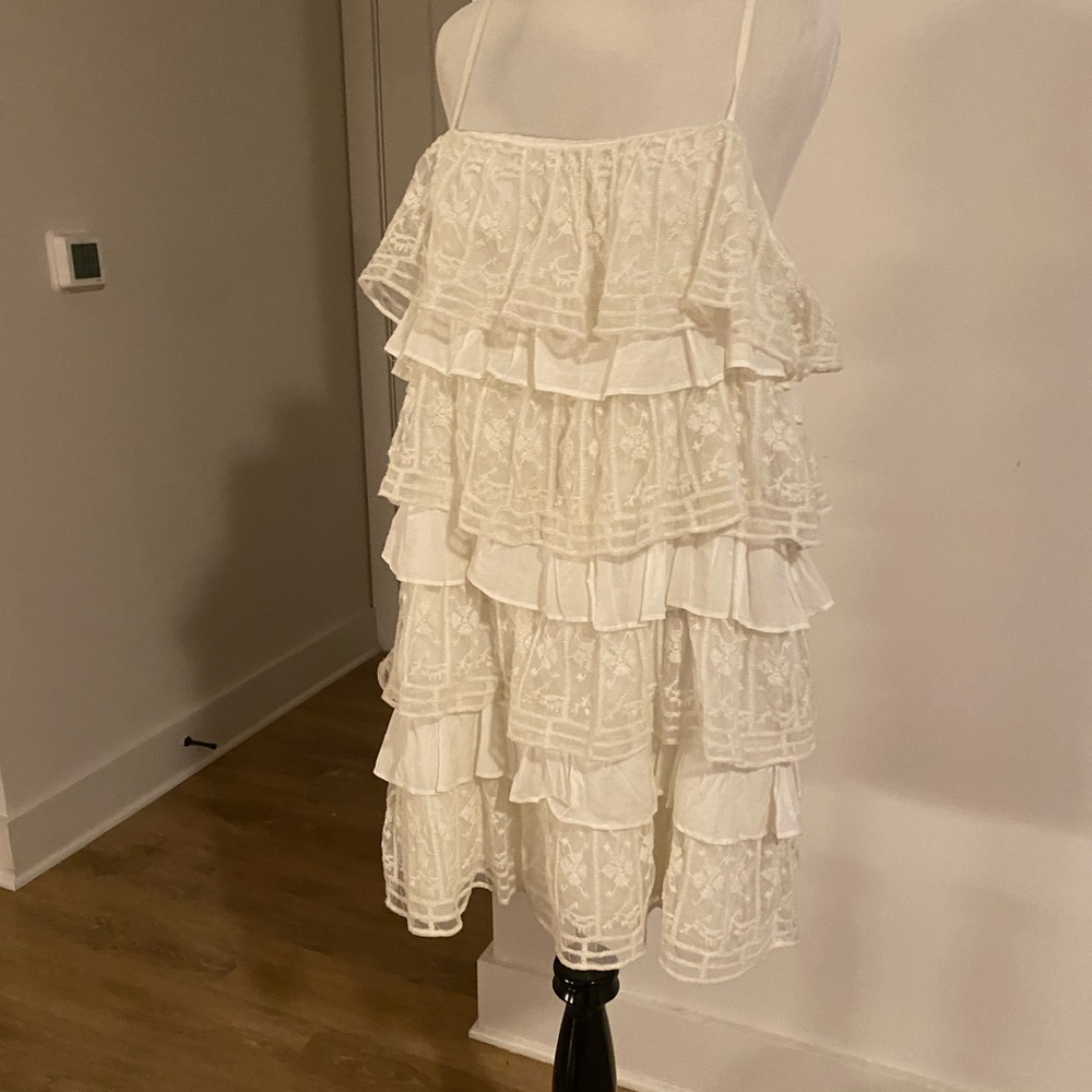 ZARA embroidered tiered mini dress